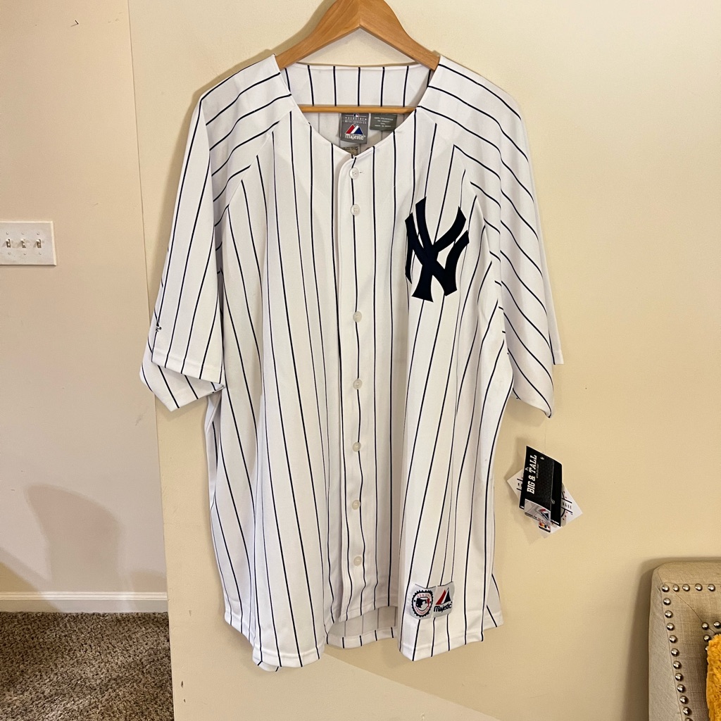 Mwt Ny Majestic Yankees Joba Chamberlain Pin Stripe Short Sleeve Jersey